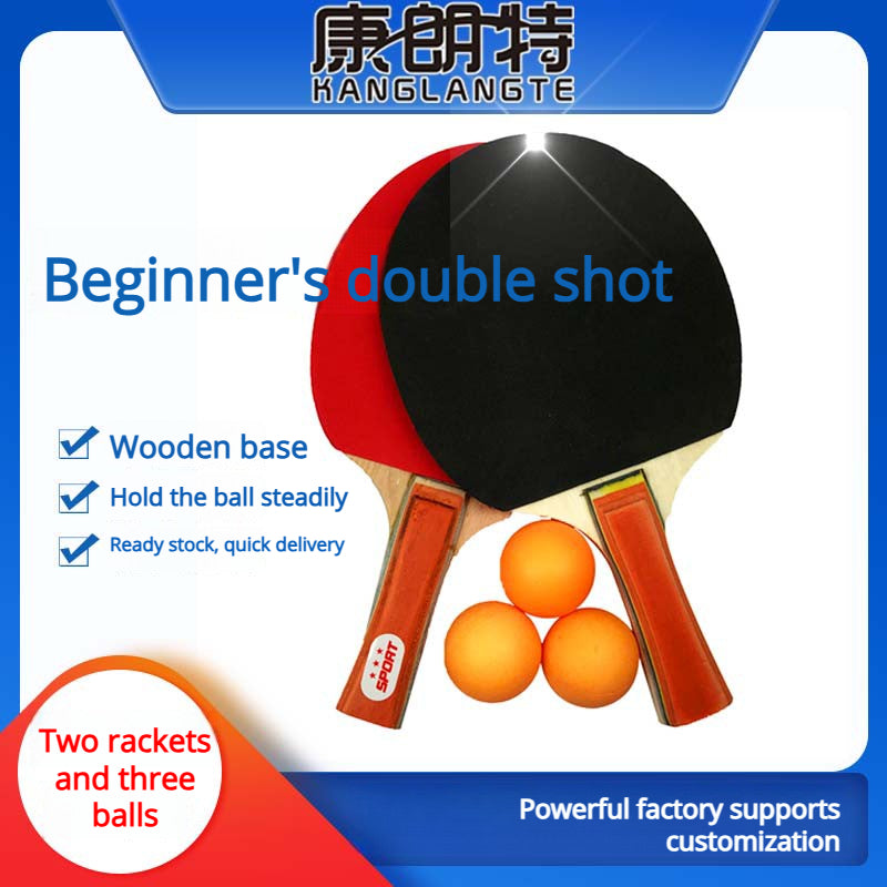 Entertainment training table tennis racket with two beats and three balls, individually packaged table tennis racket