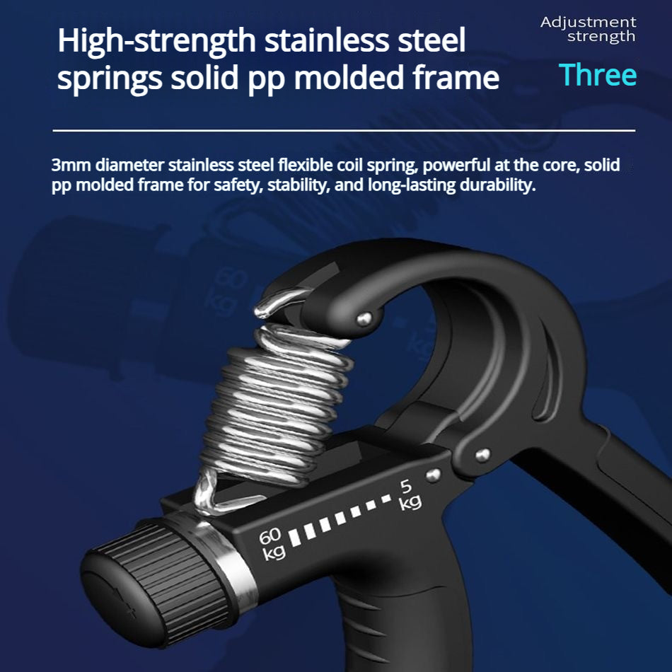 One handed training adjustable grip strength device, individually packaged grip strength device
